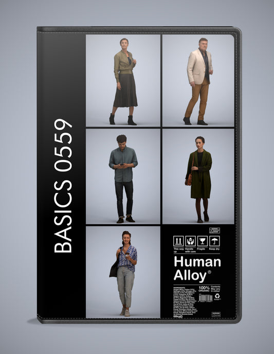 5x realistic 3D people walking pack, scanned archviz collection for Blender and 3ds Max