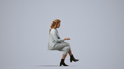 realistic 3D human woman business, archviz people FBX OBJ for Blender, side view render