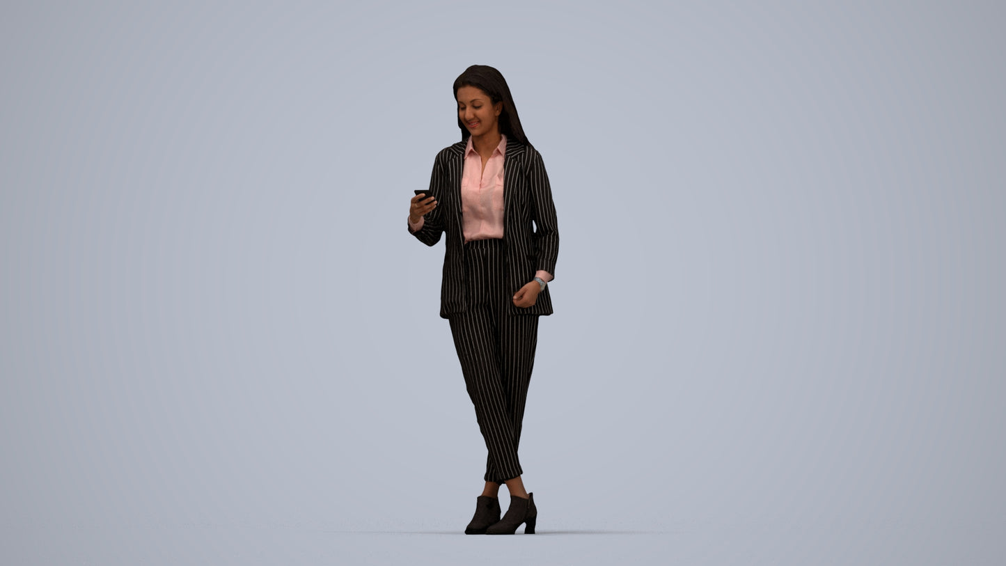 3D scanned woman business, photorealistic archviz people for Enscape and SketchUp, top-down view render