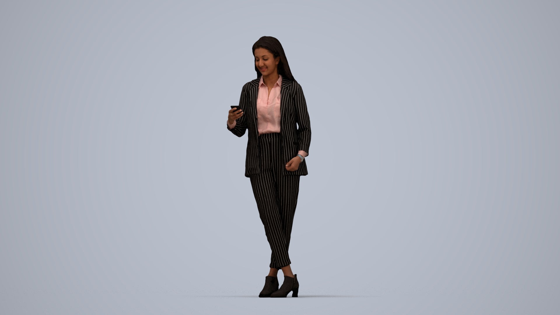 3D scanned woman business, photorealistic archviz people for Enscape and SketchUp, top-down view render