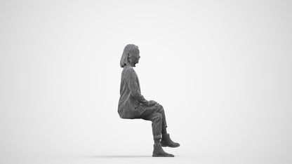 scanned 3D woman business, photogrammetry people for Enscape and V-Ray, wireframe side view
