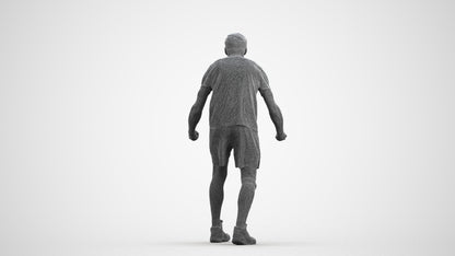 3D human model man sport, photogrammetry scanned person for archviz, wireframe front view