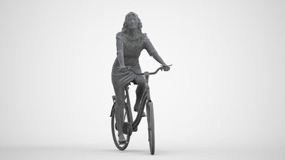 3D people model senior woman casual cycling, scanned human for 3ds Max rendering, three-quarter front view render