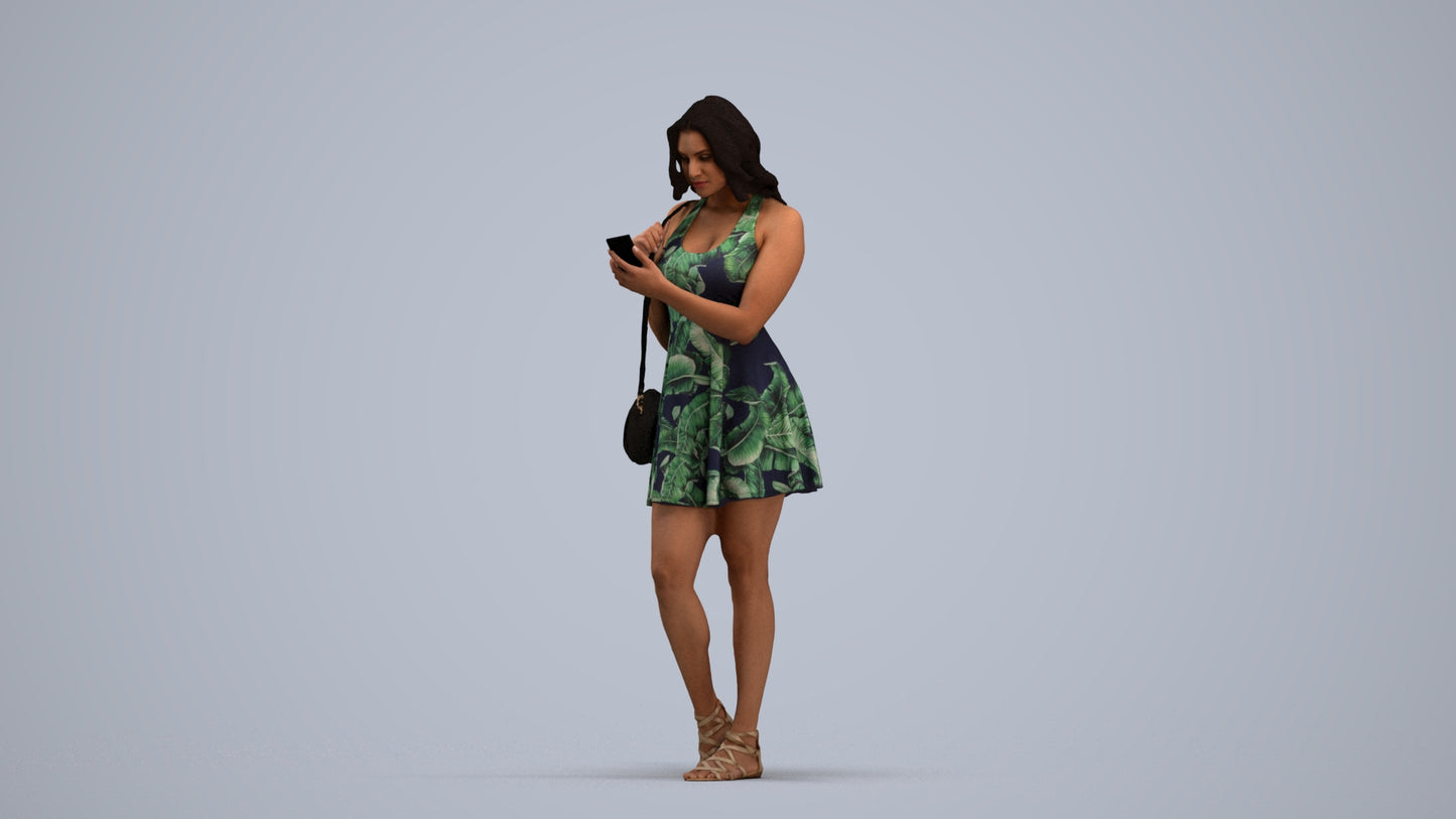 3D people model woman standing, scanned human for 3ds Max rendering, standing pose render