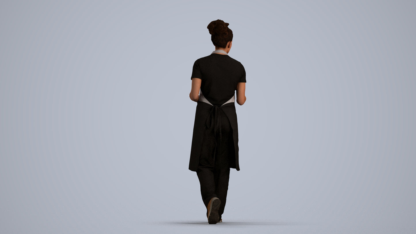 realistic 3D woman hospitality, scanned archviz people for Blender and 3ds Max, front view render