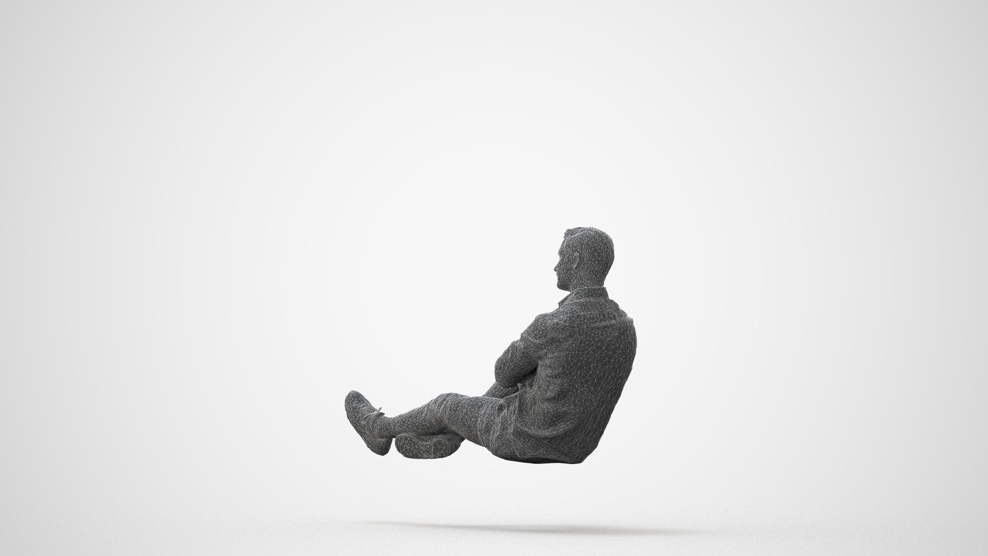 realistic 3D human man casual sitting, archviz people FBX OBJ for Blender, square thumbnail