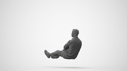 realistic 3D human man casual sitting, archviz people FBX OBJ for Blender, square thumbnail