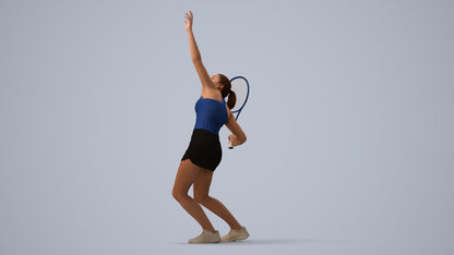 3D human model girl sport, photogrammetry scanned person for archviz, three-quarter view render