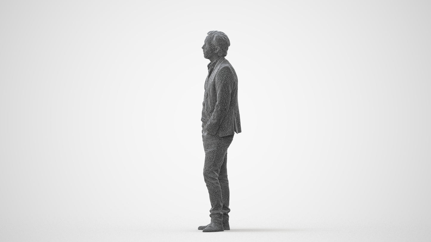 3D human model man business standing, photogrammetry scanned person for archviz, square thumbnail