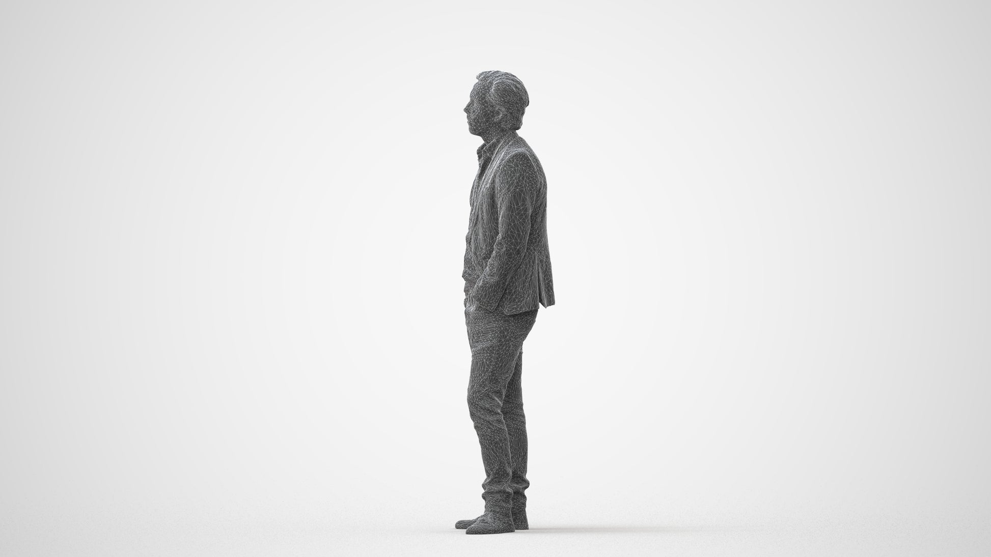 3D human model man business standing, photogrammetry scanned person for archviz, square thumbnail