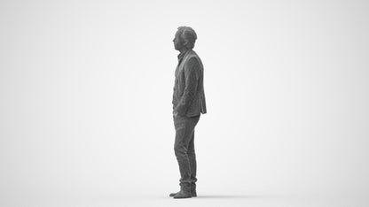 3D human model man business standing, photogrammetry scanned person for archviz, square thumbnail