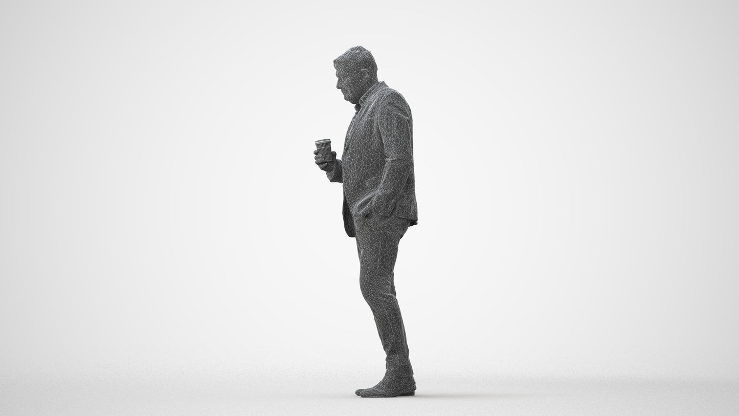 realistic 3D man business walking, scanned archviz people for Blender and 3ds Max, square thumbnail
