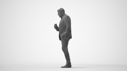 realistic 3D man business walking, scanned archviz people for Blender and 3ds Max, square thumbnail