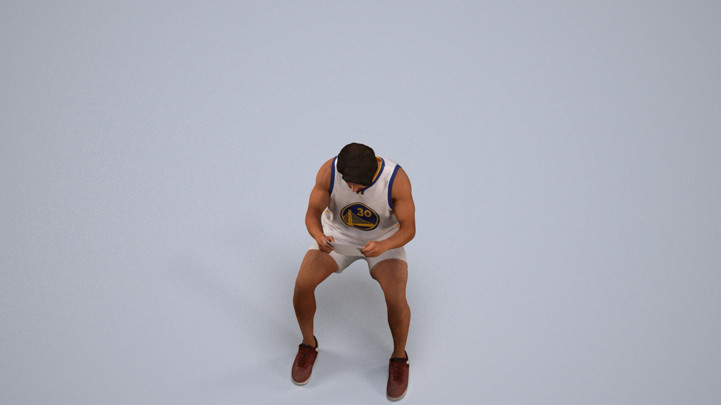 photogrammetry 3D man sport, realistic human model archviz FBX, back view render