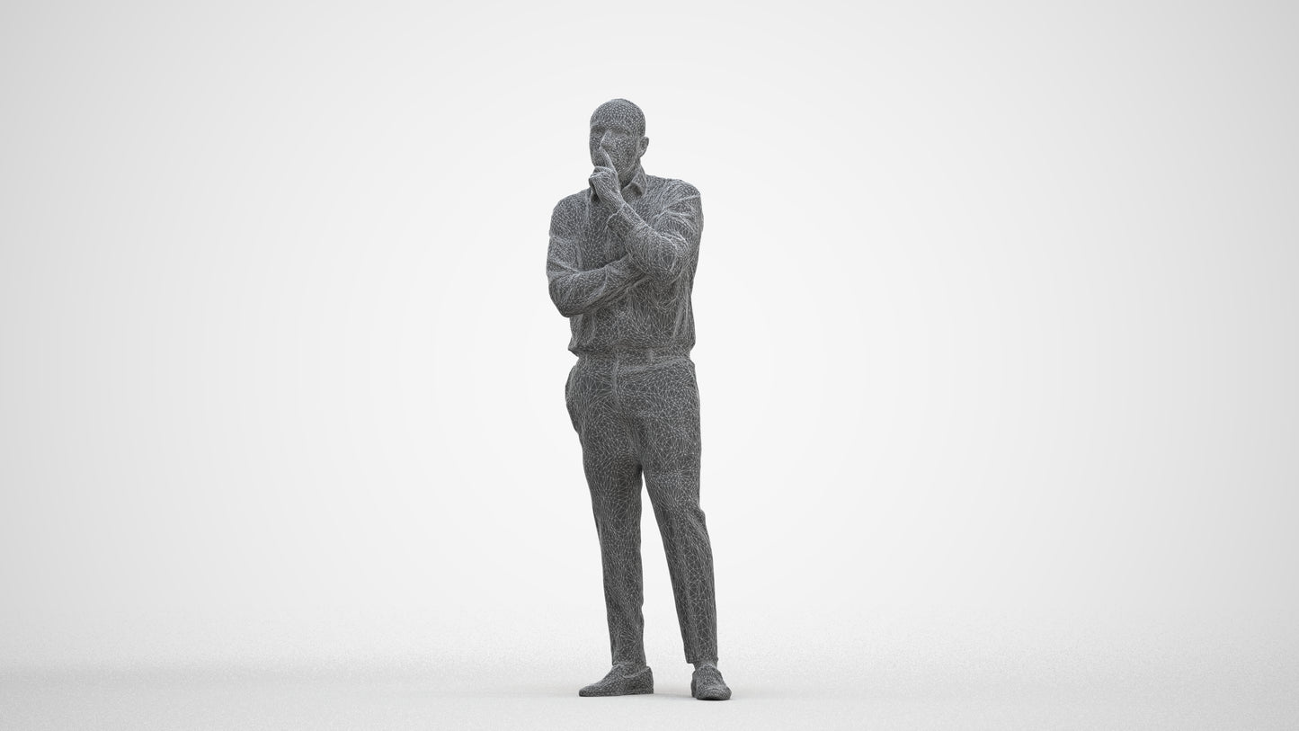 3D people model man business, scanned human for 3ds Max rendering, three-quarter front view render