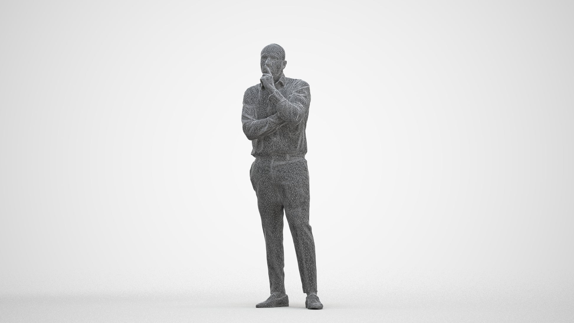 3D people model man business, scanned human for 3ds Max rendering, three-quarter front view render