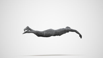 3D human model man sport pool, photogrammetry scanned person for archviz, wireframe side view