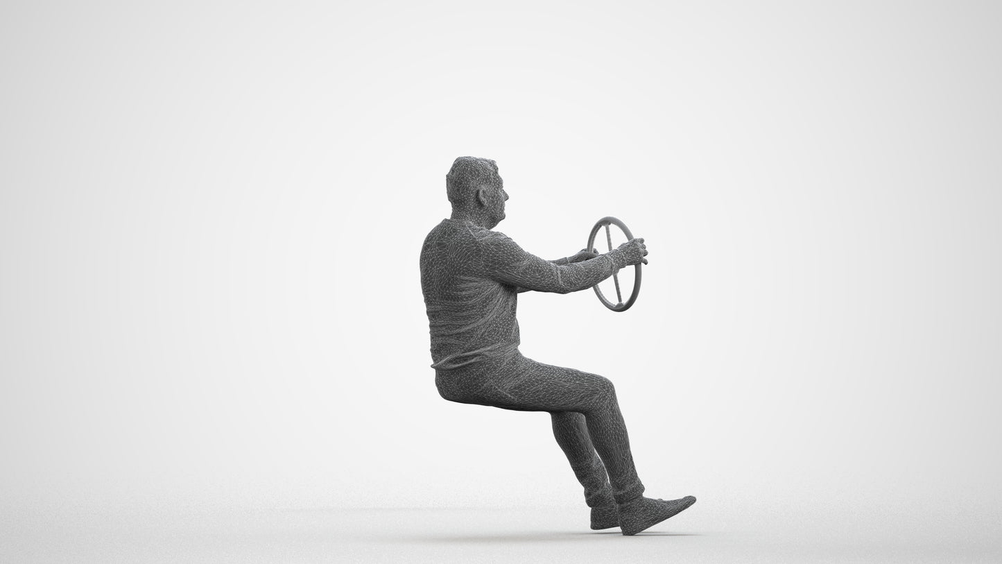 3D people model man business driving, scanned human for 3ds Max rendering, wireframe front view
