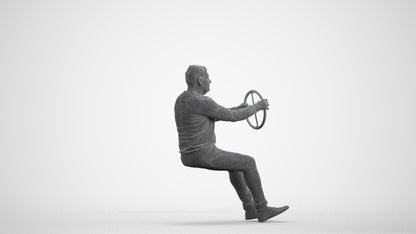 3D people model man business driving, scanned human for 3ds Max rendering, wireframe front view