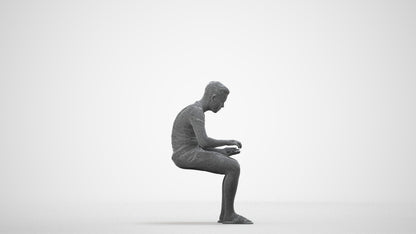 3D human model boy casual kids, photogrammetry scanned person for archviz, wireframe side view
