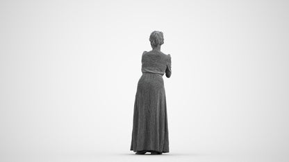 3D people model woman casual standing, scanned human for 3ds Max rendering, wireframe front view
