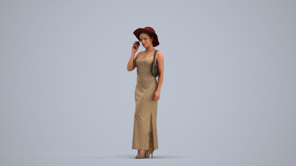 3D human model woman casual standing, photogrammetry scanned person for archviz, standing pose render