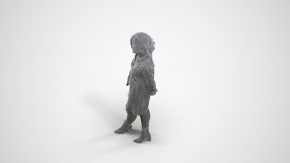 3D people model woman casual standing, scanned human for 3ds Max rendering, wireframe three-quarter view