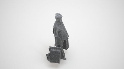 3D people model man formal shopping, scanned human for 3ds Max rendering, wireframe three-quarter view