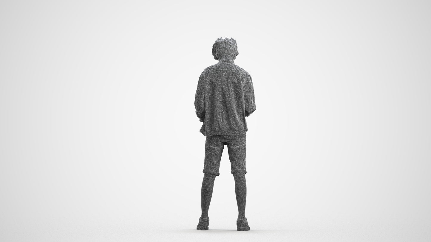 scanned 3D boy casual mix, photogrammetry people for Enscape and V-Ray, wireframe front view