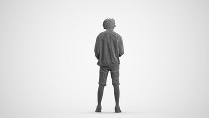 scanned 3D boy casual mix, photogrammetry people for Enscape and V-Ray, wireframe front view