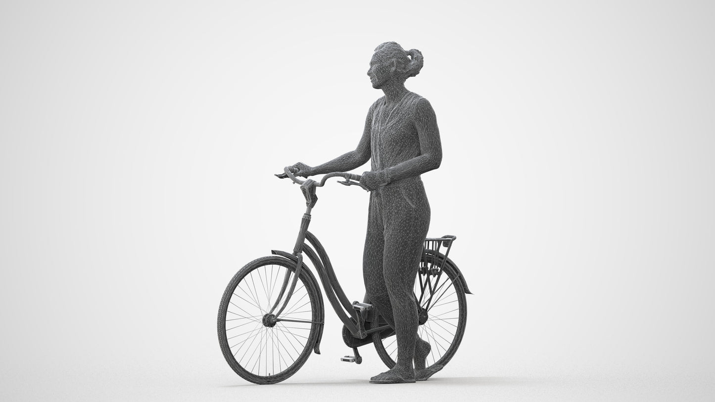 3D people model woman casual cycling, scanned human for 3ds Max rendering, square thumbnail