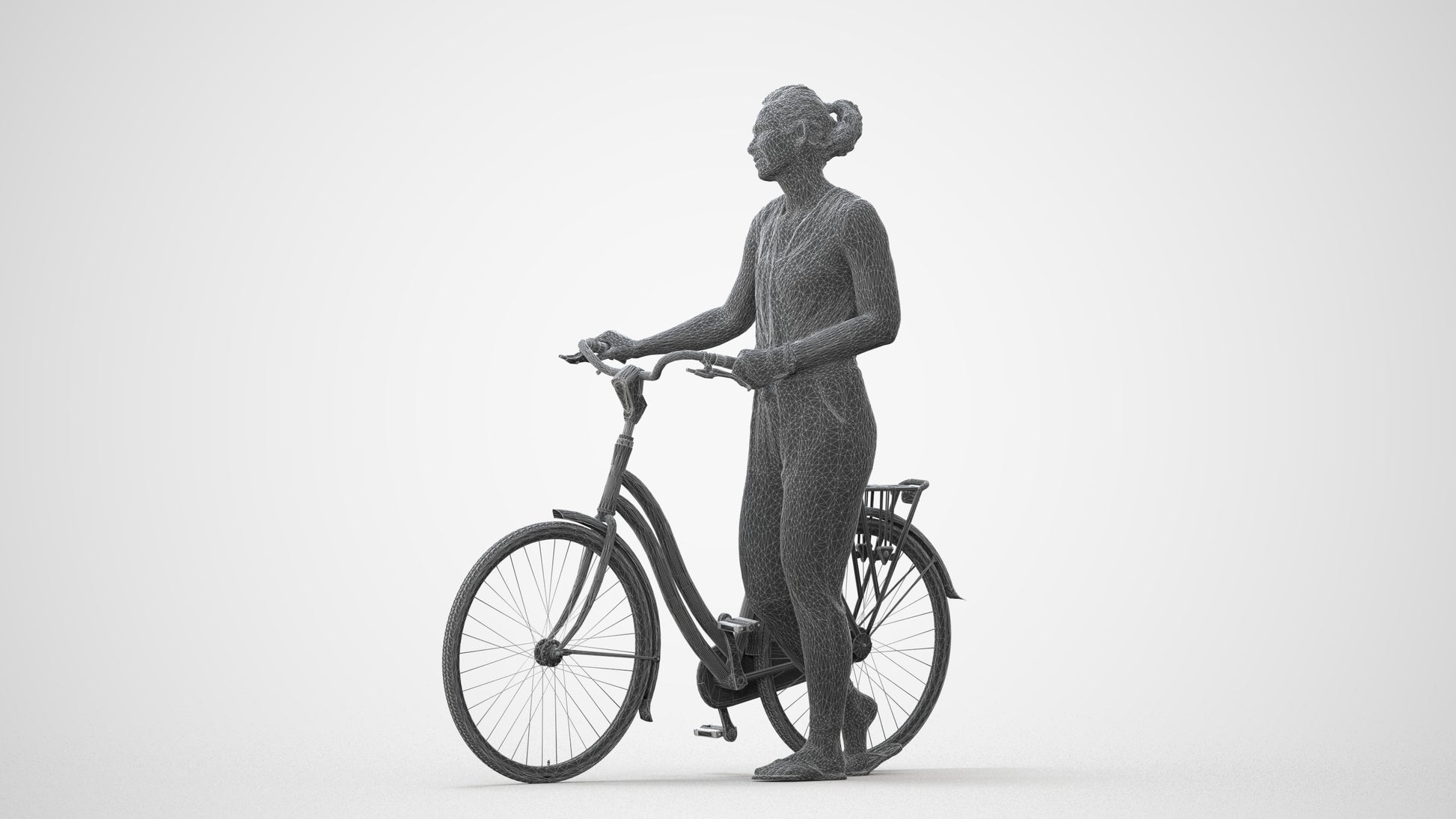 3D people model woman casual cycling, scanned human for 3ds Max rendering, square thumbnail
