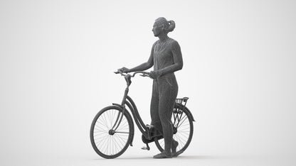 3D people model woman casual cycling, scanned human for 3ds Max rendering, square thumbnail