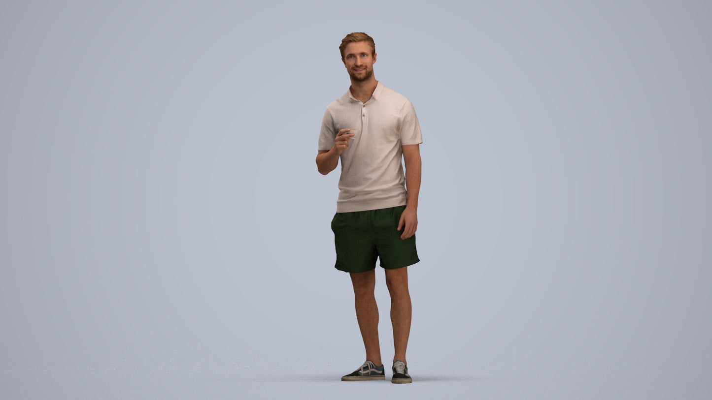 scanned 3D man casual standing, photogrammetry people for Enscape and V-Ray, standing pose render