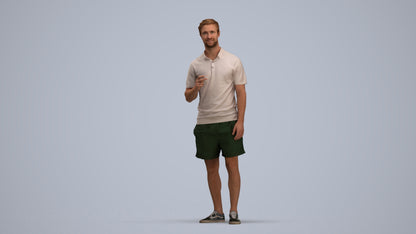 scanned 3D man casual standing, photogrammetry people for Enscape and V-Ray, standing pose render