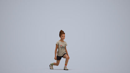 realistic 3D girl casual kids, scanned archviz people for Blender and 3ds Max, standing pose render