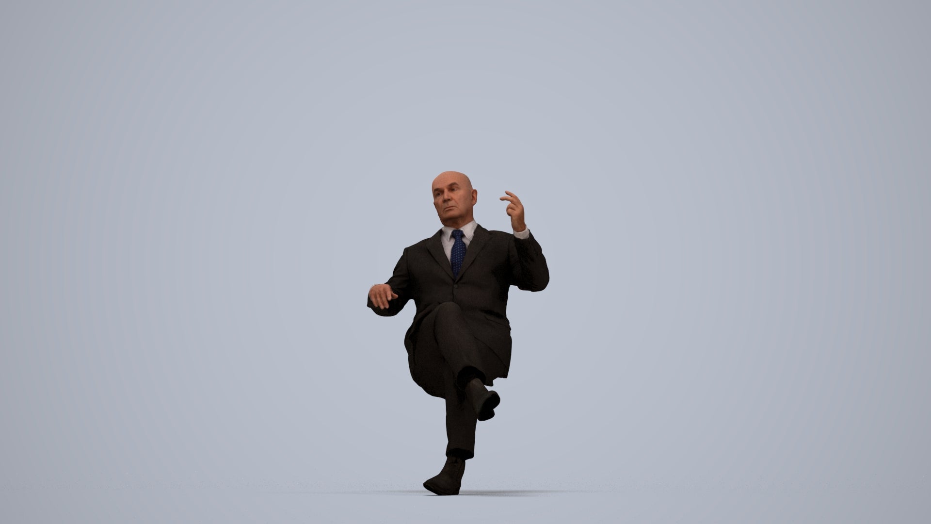 realistic 3D people senior man business, render-ready for V-Ray and Corona, FBX OBJ, top-down view render