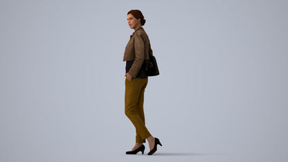 scanned 3D woman casual standing, photogrammetry people for Enscape and V-Ray, three-quarter view render