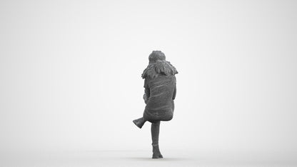 realistic 3D people woman casual sitting, render-ready for V-Ray and Corona, FBX OBJ, wireframe front view