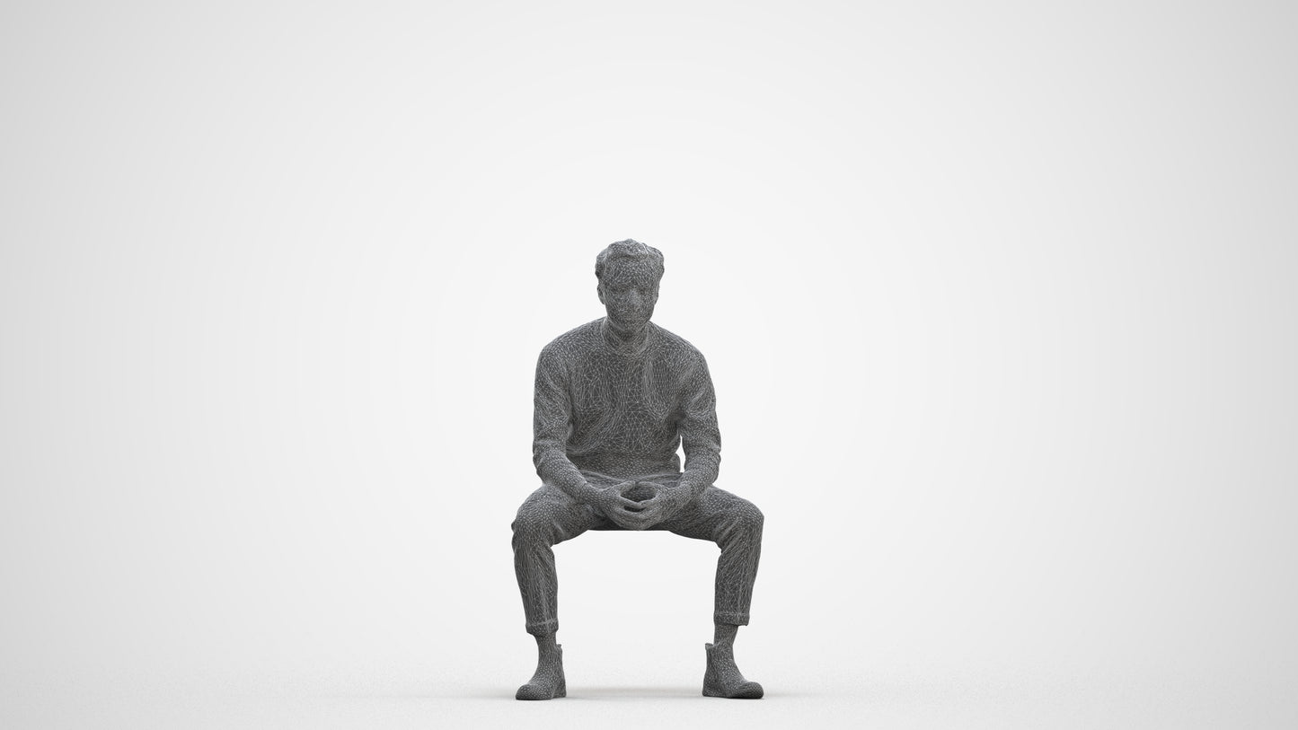 3D scanned man business casual, photorealistic archviz people for Enscape and SketchUp, three-quarter front view render
