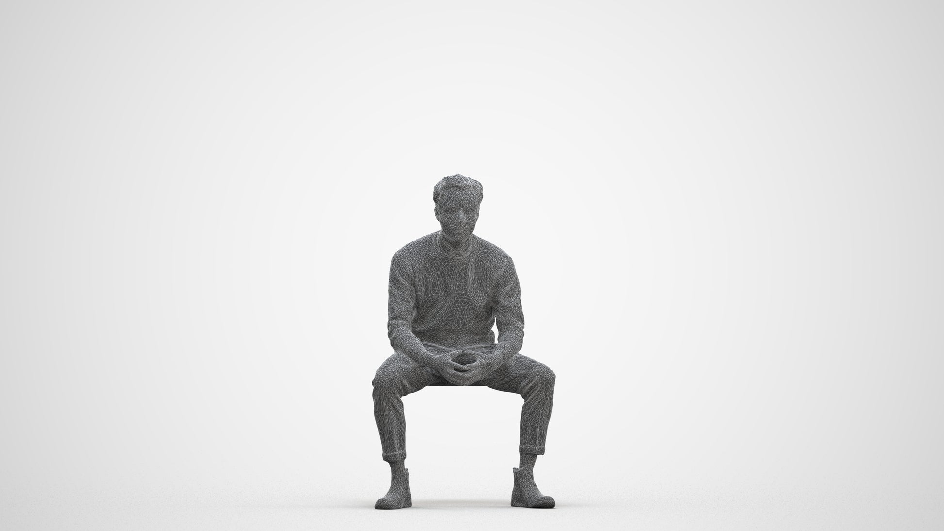 3D scanned man business casual, photorealistic archviz people for Enscape and SketchUp, three-quarter front view render