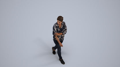 3D people model woman casual walking, scanned human for 3ds Max rendering, back view render