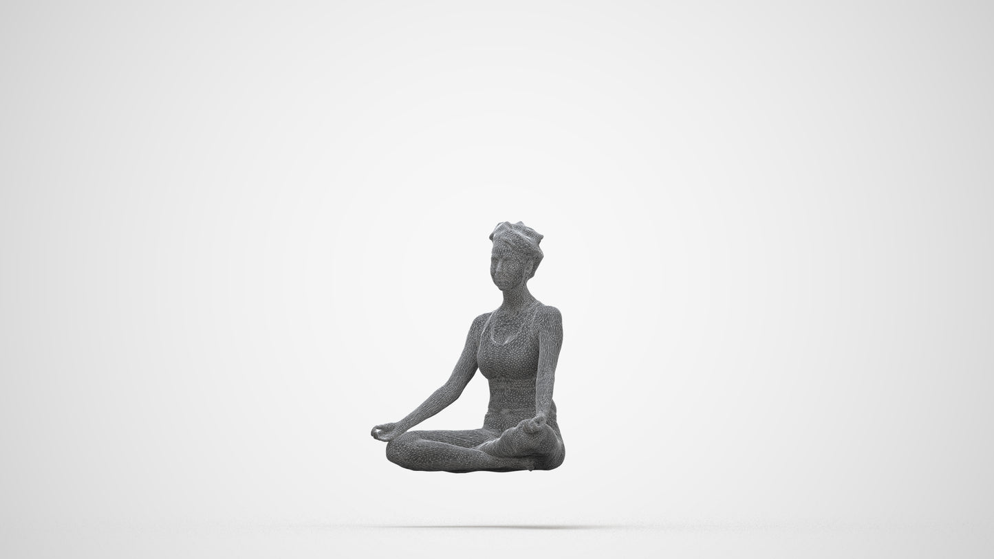 3D human model woman sport, photogrammetry scanned person for archviz, wireframe back view