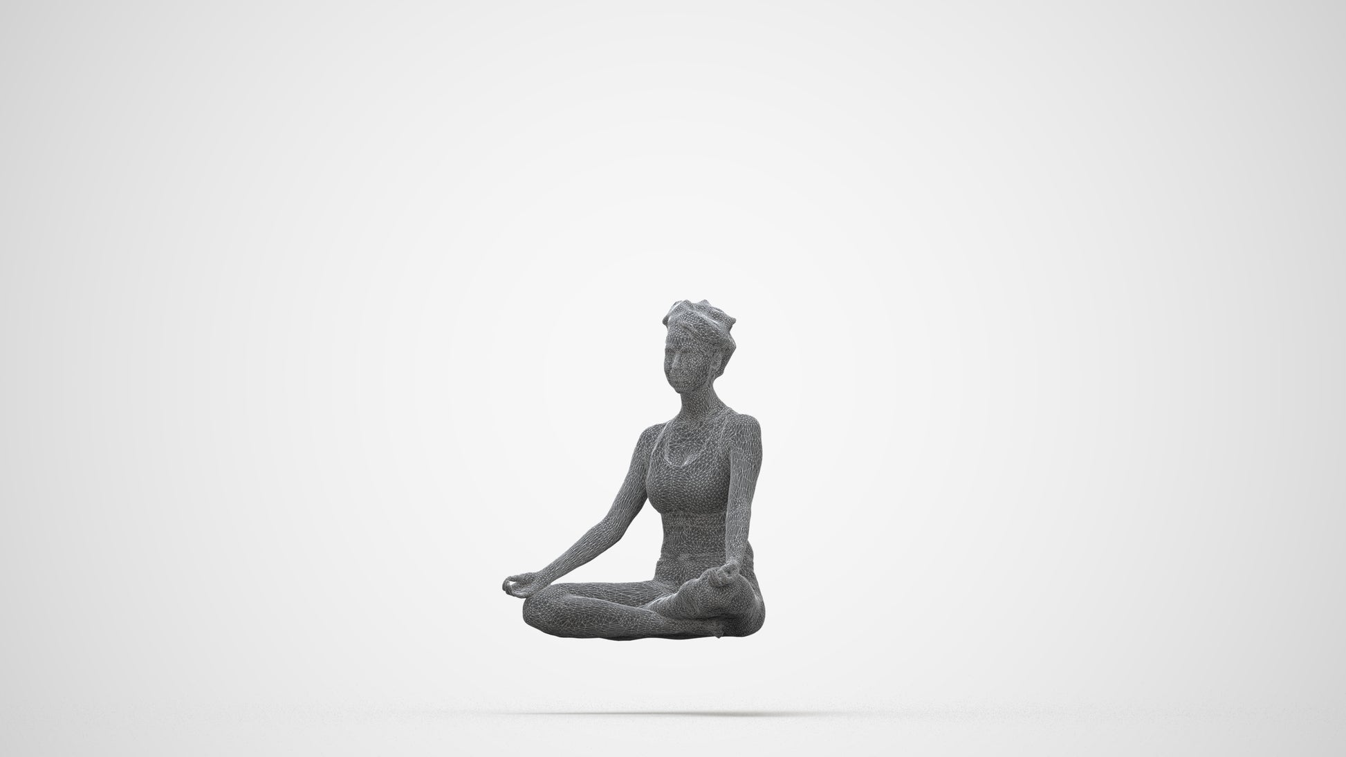3D human model woman sport, photogrammetry scanned person for archviz, wireframe back view