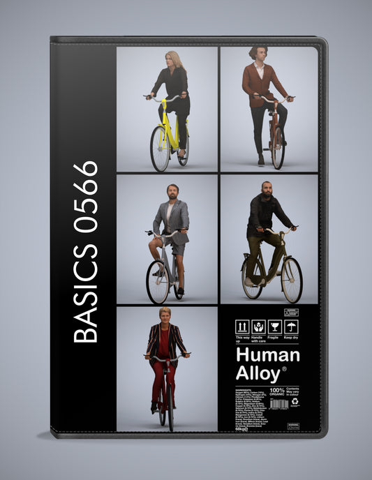 5 3D scanned people cycling, photorealistic archviz pack for Enscape and SketchUp