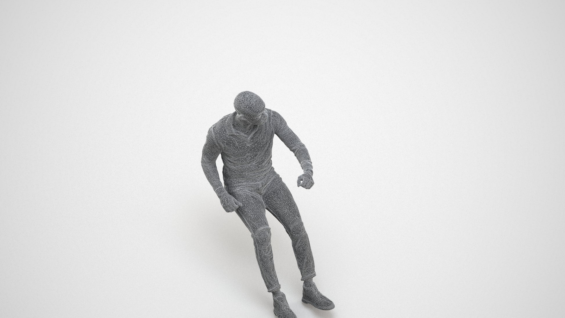 photogrammetry 3D man casual driving, realistic human model archviz FBX, wireframe three-quarter view