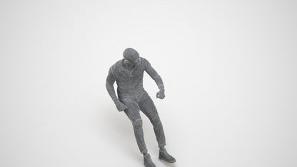 photogrammetry 3D man casual driving, realistic human model archviz FBX, wireframe three-quarter view