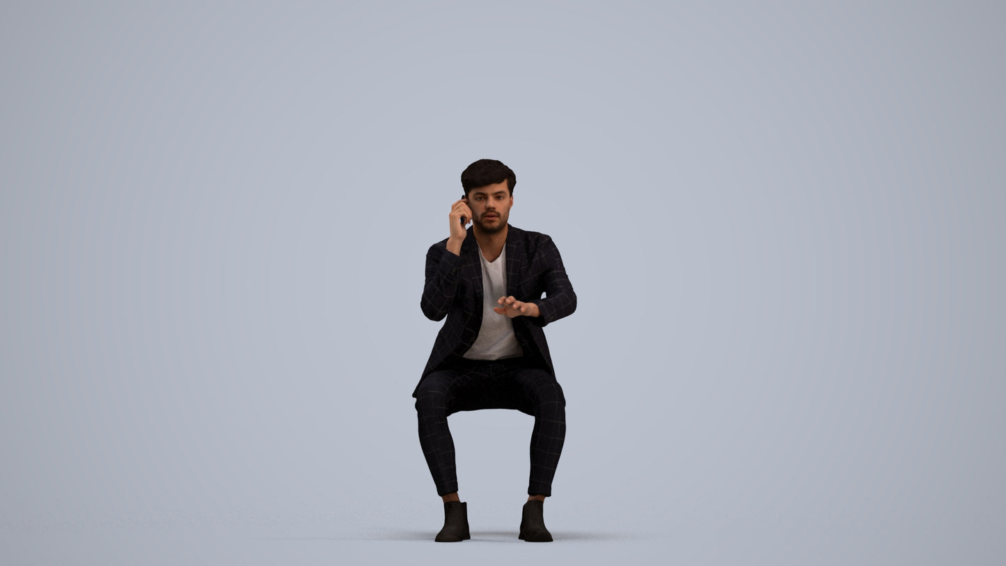 3D scanned man business, photorealistic archviz people for Enscape and SketchUp, standing pose render