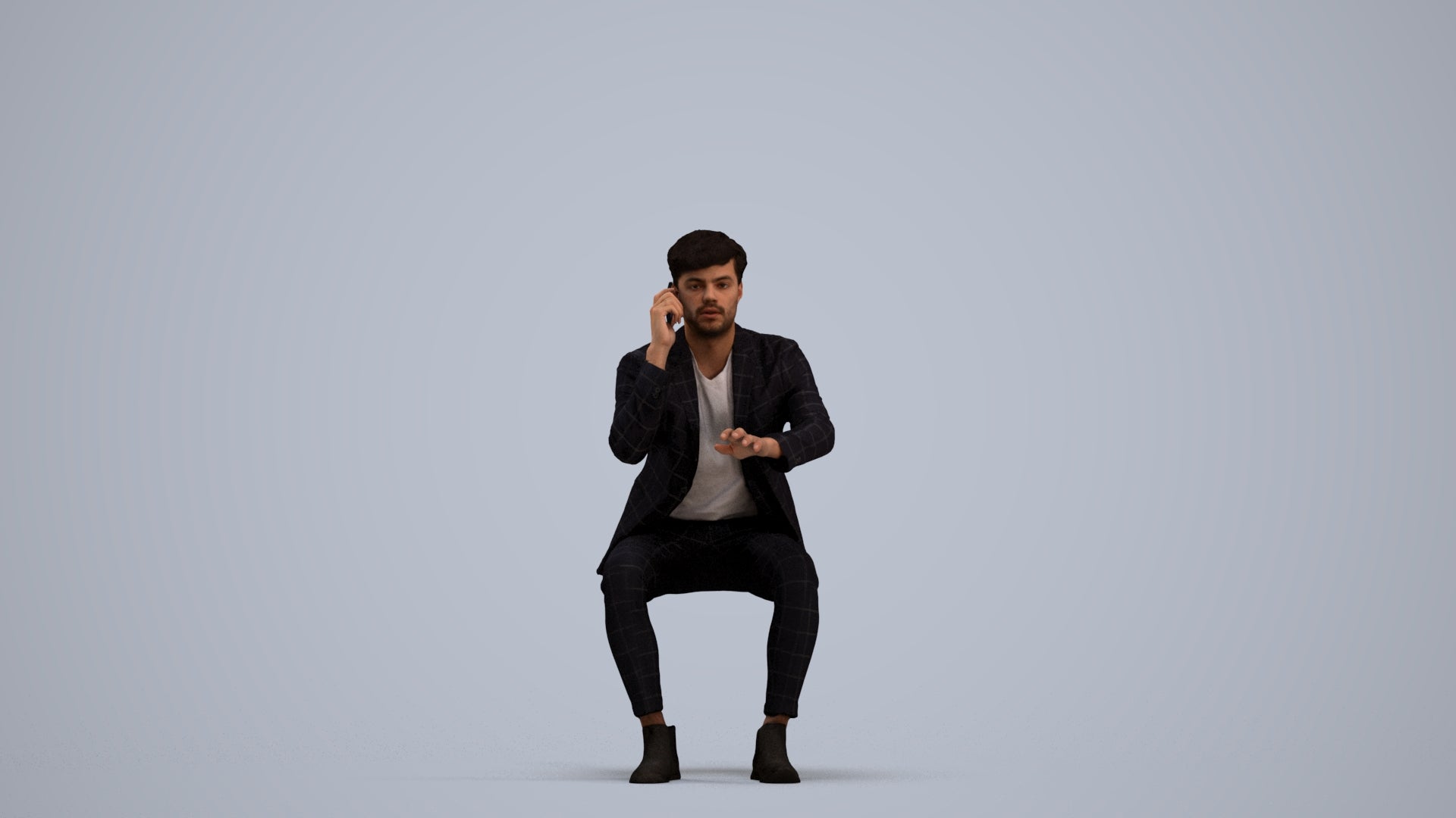 3D scanned man business, photorealistic archviz people for Enscape and SketchUp, standing pose render