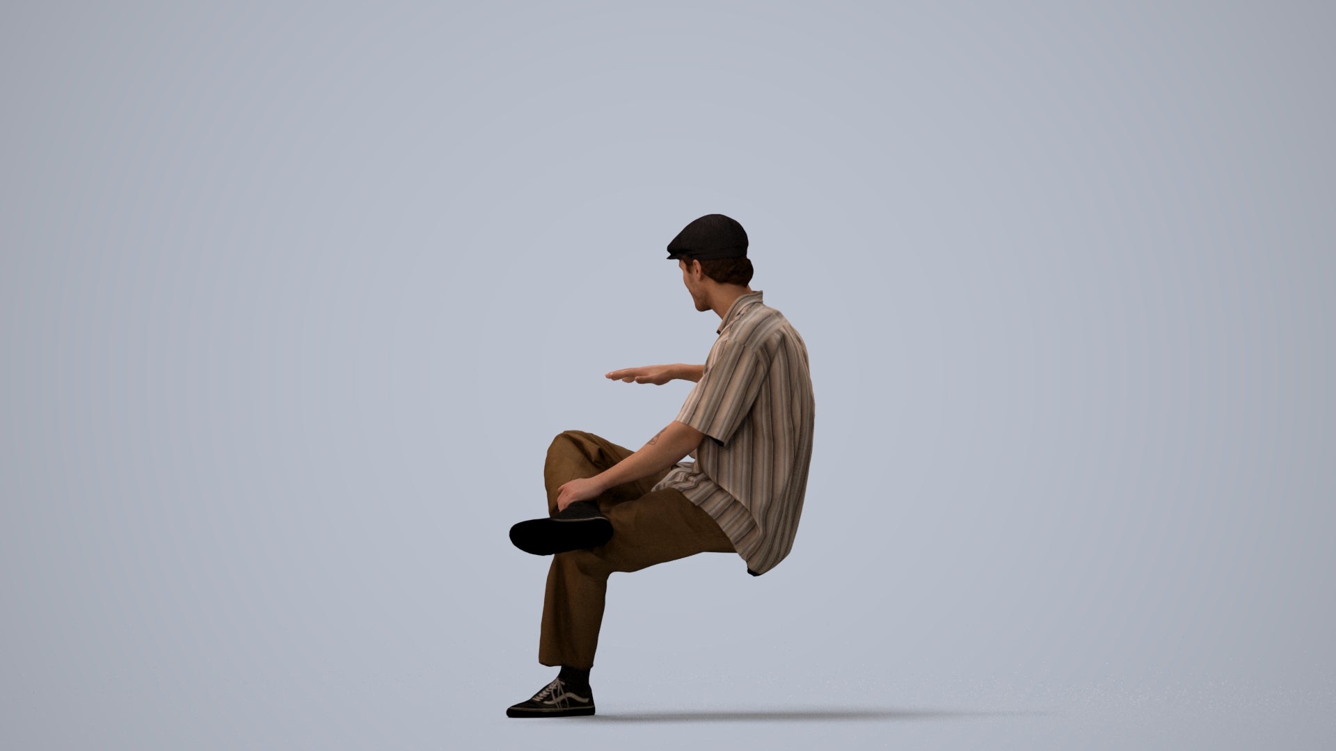 realistic 3D people man casual sitting, render-ready for V-Ray and Corona, FBX OBJ, three-quarter view render